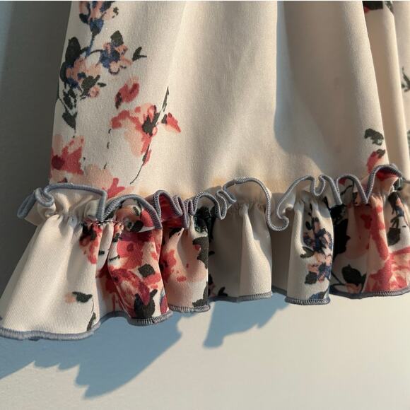 Cheeky Plum Sleeveless Tie Neck Twirl Dress, Cream with Rose Floral, 4T - Picture 9 of 9